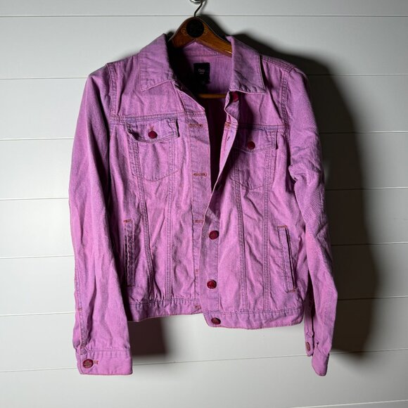 Gap Lightweight Bleached Indigo Jean Jacket Pink/Purple Size Large - Picture 1 of 9